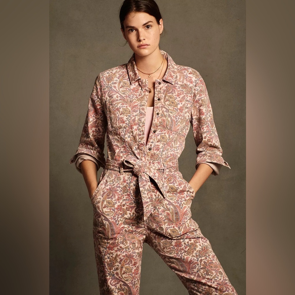 Anthropologie Paisley utility jumpsuit mauve pink size small